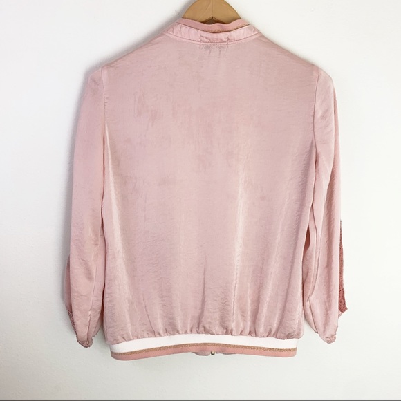 Democracy Lightweight Satin Lace Bomber Jacket Crochet - Picture 4 of 5